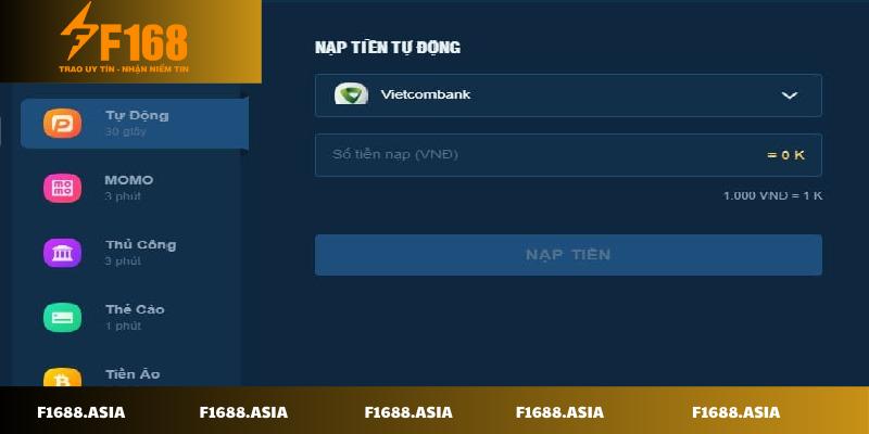 Một số lưu ý khi thực hiện giao dịch nạp tiền f168